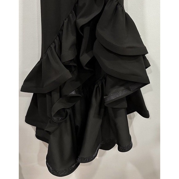 Betsy & Adam Hi Low Black Ruffle Gown 2 NWOT - Picture 3 of 8